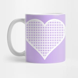 Pale Purple and White Gingham Heart Mug